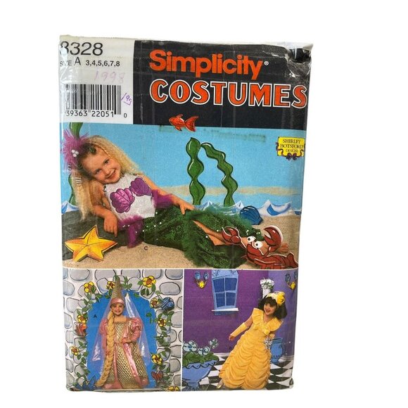 Simplicity 8328 Childs Mermaid & Princess Costume Pattern Size A 3-8 - Picture 1 of 2